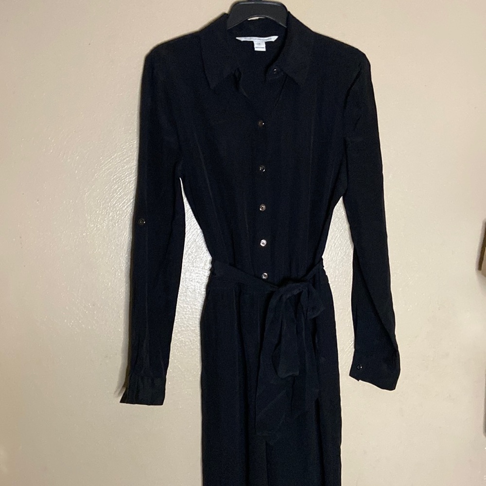 Diane Von Furstenburg black 100 percent silk jumpsuit